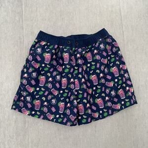 Barstool Sports Shorts Adult Medium Blue Swim Trunks Lined Drinks Print Mens M
